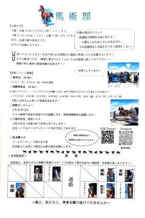 馬術部のビラ